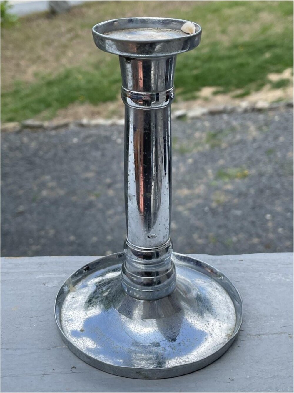 Antique Art Deco Chrome Candlestick Holder Candle 1920s 1930s Mid Century Decor